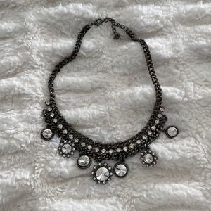 Gun metal necklace with rhinestones